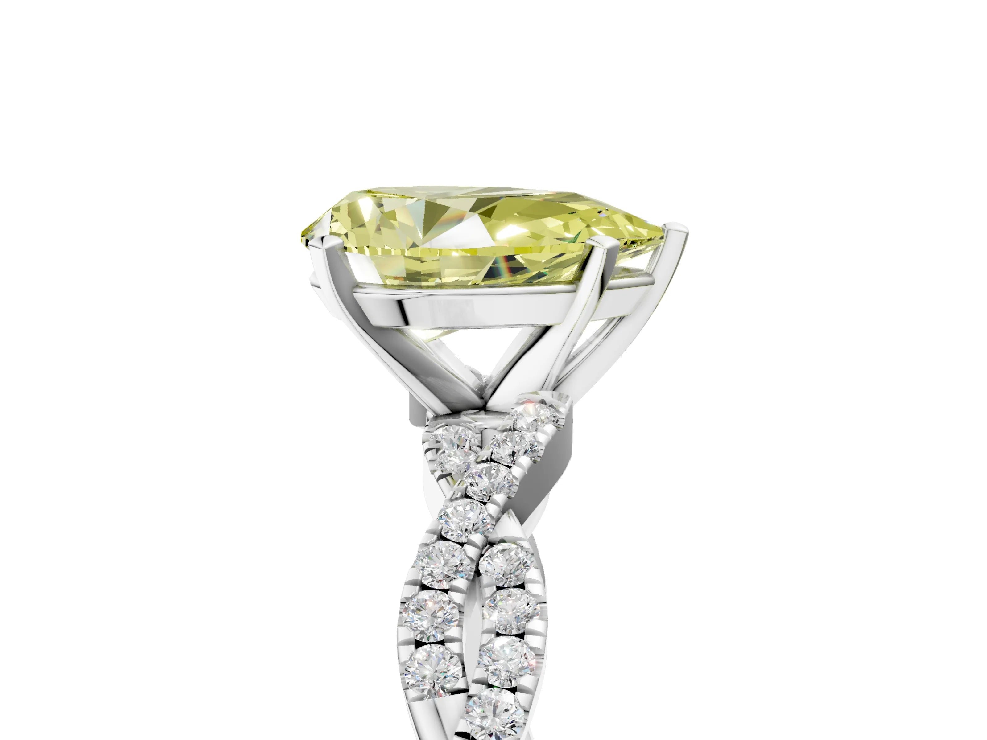 White gold Fancy Yellow Pear Cut Solitaire Twisted Pave Band with Four-Prong Setting_20