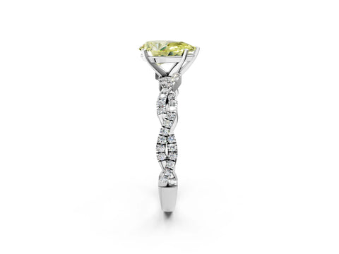 White gold Fancy Yellow Pear Cut Solitaire Twisted Pave Band with Four-Prong Setting_5