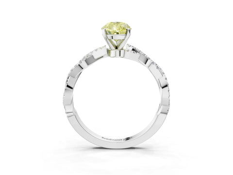 White gold Fancy Yellow Pear Cut Solitaire Twisted Pave Band with Four-Prong Setting_6