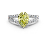 White gold Fancy Yellow Pear  Cut Split Shank Pave Diamond Engagement Ring with Four-Prong Setting_76