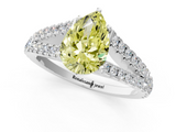 White gold Fancy Yellow Pear  Cut Split Shank Pave Diamond Engagement Ring with Four-Prong Setting_77