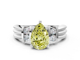 White gold Fancy Yellow Pear  Cut Three-Stone Channel Set Ring with Bar Prongs_76