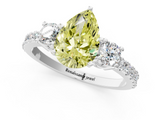 White gold Fancy Yellow Pear  Cut Three-Stone Diamond Pavé Band with Prong Setting_18