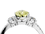 White gold Fancy Yellow Pear  Cut Three-Stone Diamond Pavé Band with Prong Setting_21