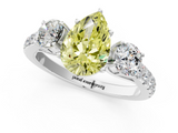 White gold Fancy Yellow Pear  Cut Three-Stone Diamond Pave Band with Prong Setting_38