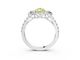 White gold Fancy Yellow Pear  Cut Three-Stone Diamond Pave Band with Prong Setting_39