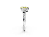 White gold Fancy Yellow Pear Cut Three-Stone Diamond Ring with Pavé Band and Four-Prong Setting_14