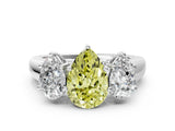 White gold Fancy Yellow Pear Cut Three-Stone Diamond Ring with Prong Setting on a Classic Band_12