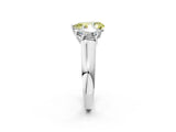 White gold Fancy Yellow Pear Cut Three-Stone Diamond Ring with Prong Setting on a Classic Band_14