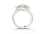 White gold Fancy Yellow Pear Cut Three-Stone Diamond Ring with Prong Setting on a Classic Band_15