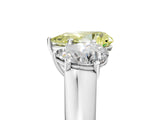 White gold Fancy Yellow Pear Cut Three-Stone Diamond Ring with Prong Setting on a Classic Band_17