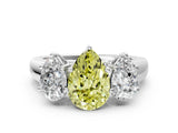 White gold Fancy Yellow Pear Cut Three-Stone Diamond Ring with Prong Setting on a Classic Band_6