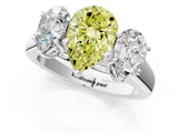 White gold Fancy Yellow Pear Cut Three-Stone Diamond Ring with Prong Setting on a Classic Band_7
