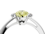White gold Fancy Yellow Pear  Cut Three-Stone Solitaire Ring with Round Accent Diamonds and Four-Prong Setting_24