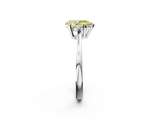White gold Fancy Yellow Pear  Cut Three-Stone Solitaire Ring with Round Accent Diamonds and Four-Prong Setting_24