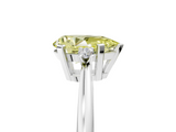 White gold Fancy Yellow Pear  Cut Three-Stone Solitaire Ring with Round Accent Diamonds and Four-Prong Setting_25