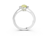 White gold Fancy Yellow Pear  Cut Three-Stone Solitaire Ring with Round Accent Diamonds and Four-Prong Setting_25