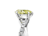 White gold Fancy Yellow Pear  Cut Twist Band Solitaire Diamond Ring with Pavé Setting_8