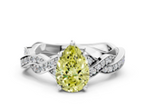 White gold Fancy Yellow Pear  Cut Twisted Pavé Band Solitaire Ring with Four-Prong Setting_55