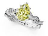 White gold Fancy Yellow Pear  Cut Twisted Pavé Band Solitaire Ring with Four-Prong Setting_56