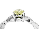 White gold Fancy Yellow Pear  Cut Twisted Pavé Band Solitaire Ring with Four-Prong Setting_58