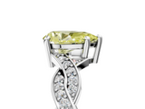 White gold Fancy Yellow Pear  Cut Twisted Pavé Band Solitaire Ring with Four-Prong Setting_60