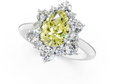 White gold Fancy Yellow Pear  Diamond Cluster Halo Ring with Solitaire Band and Four-Prong Setting_21