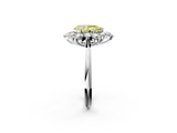 White gold Fancy Yellow Pear  Diamond Cluster Halo Ring with Solitaire Band and Four-Prong Setting_22