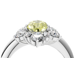 White gold Fancy Yellow Pear  Diamond Cluster Halo Ring with Solitaire Band and Four-Prong Setting_24