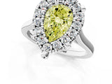White gold Fancy Yellow Pear  Diamond Cluster Halo Solitaire with Four-Prong Setting_90