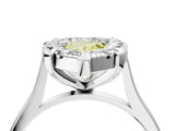 White gold Fancy Yellow Pear  Diamond Cluster Halo Solitaire with Four-Prong Setting_93
