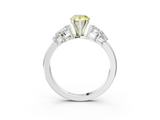 White gold Fancy Yellow Pear  Diamond Cluster Leaf Design Ring with Prong Setting_57