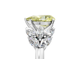 White gold Fancy Yellow Pear  Diamond Cluster Leaf Design Ring with Prong Setting_59