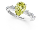 White gold Fancy Yellow Pear  Diamond Cluster Prong-Set Solitaire Ring_21