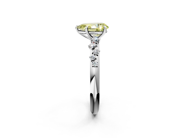 Platinum Fancy Yellow Pear  Diamond Cluster Prong-Set Solitaire Ring