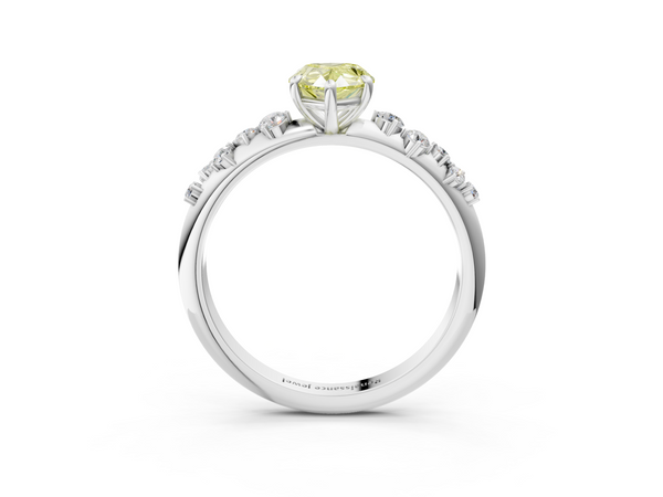 Platinum Fancy Yellow Pear  Diamond Cluster Prong-Set Solitaire Ring