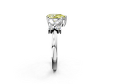 White gold Fancy Yellow Pear  Diamond Floral Cluster Ring with Solitaire Band and Prong Setting_28