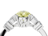 White gold Fancy Yellow Pear  Diamond Floral Cluster Ring with Solitaire Band and Prong Setting_30