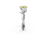 White gold Fancy Yellow Pear  Diamond Floral Vine Solitaire Engagement Ring_5