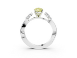 White gold Fancy Yellow Pear  Diamond Floral Vine Solitaire Engagement Ring_6