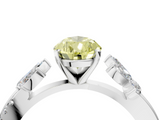 White gold Fancy Yellow Pear  Diamond Floral Vine Solitaire Engagement Ring_7