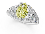 White gold Fancy Yellow Pear  Diamond Halo Ring with Marquise and Pavé Band in Prong Setting_114