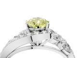 White gold Fancy Yellow Pear  Diamond Halo Ring with Marquise and Pavé Band in Prong Setting_117