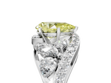 White gold Fancy Yellow Pear  Diamond Halo Ring with Marquise and Pavé Band in Prong Setting_118