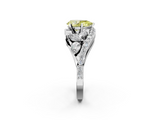 White gold Fancy Yellow Pear  Diamond Halo Ring with Marquise and Pavé Band in Prong Setting_123