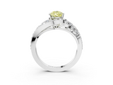 White gold Fancy Yellow Pear  Diamond Halo Ring with Marquise and Pavé Band in Prong Setting_124