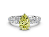 White gold Fancy Yellow Pear  Diamond Pavé Band Solitaire Ring with Four-Prong Setting_49