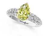 White gold Fancy Yellow Pear  Diamond Pavé Band Solitaire Ring with Four-Prong Setting_50
