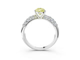 White gold Fancy Yellow Pear  Diamond Pavé Band Solitaire Ring with Four-Prong Setting_52