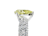White gold Fancy Yellow Pear  Diamond Pavé Band Solitaire Ring with Four-Prong Setting_54